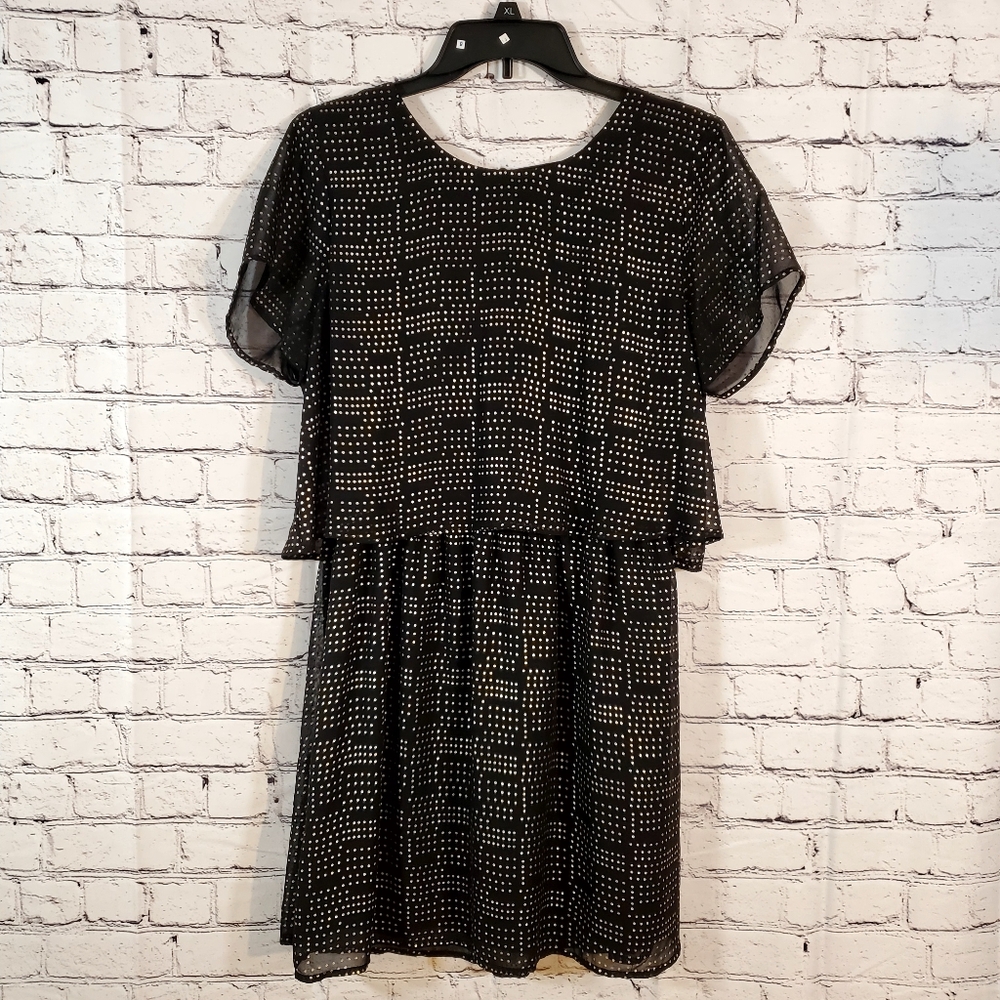 Be Bop Geometric Black White Dots Dress Juniors Size XL